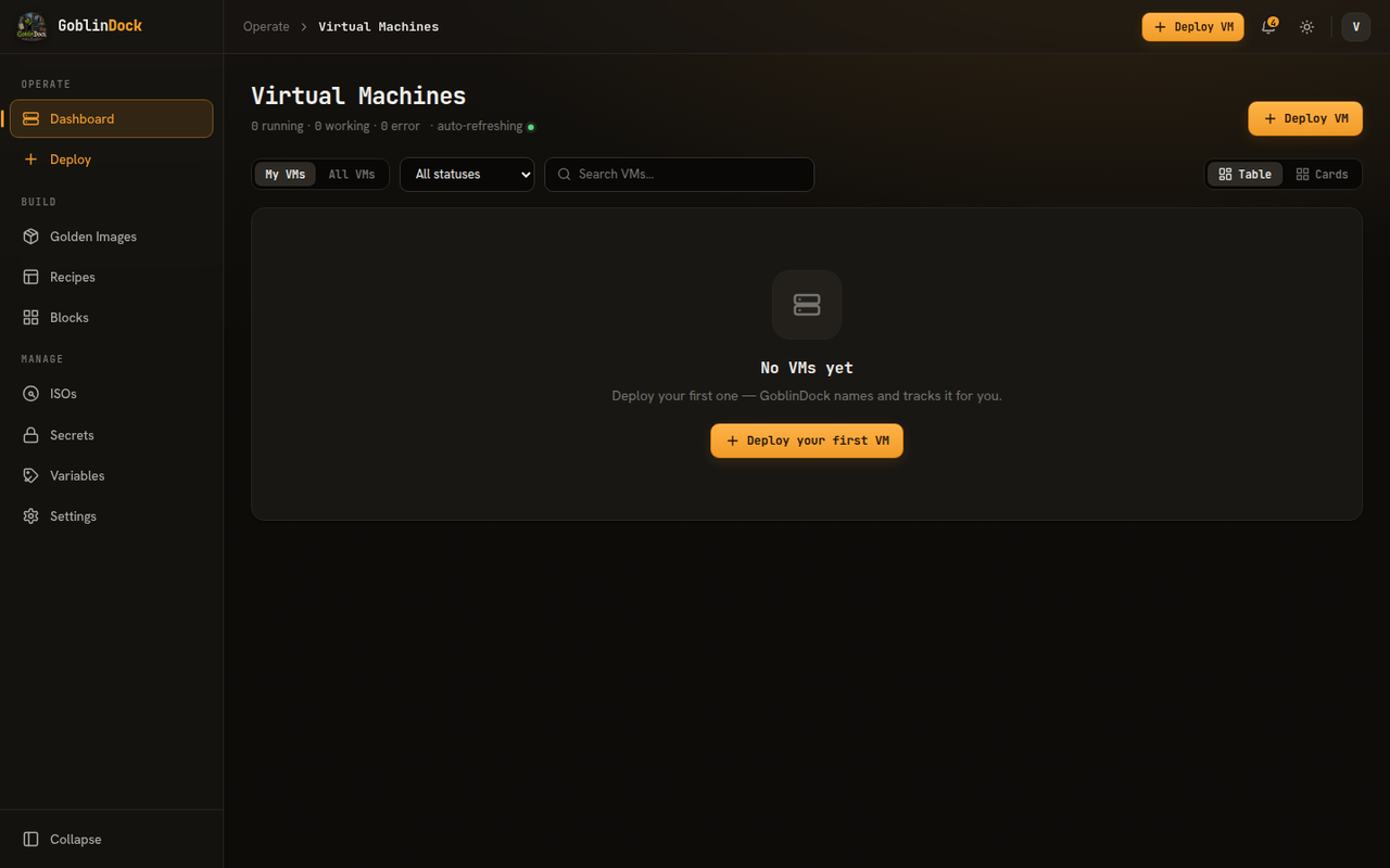 GoblinDock dashboard